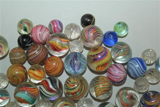 A collection of various Victorian marbles, largest 0.75in.